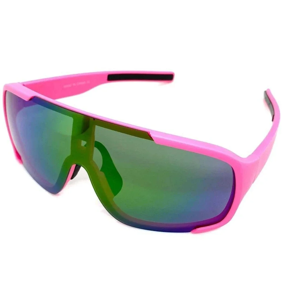 Shield Sunglasses Mirrored Lens Sport Cycling Sunglasses Pink Frame Lentes Gafas